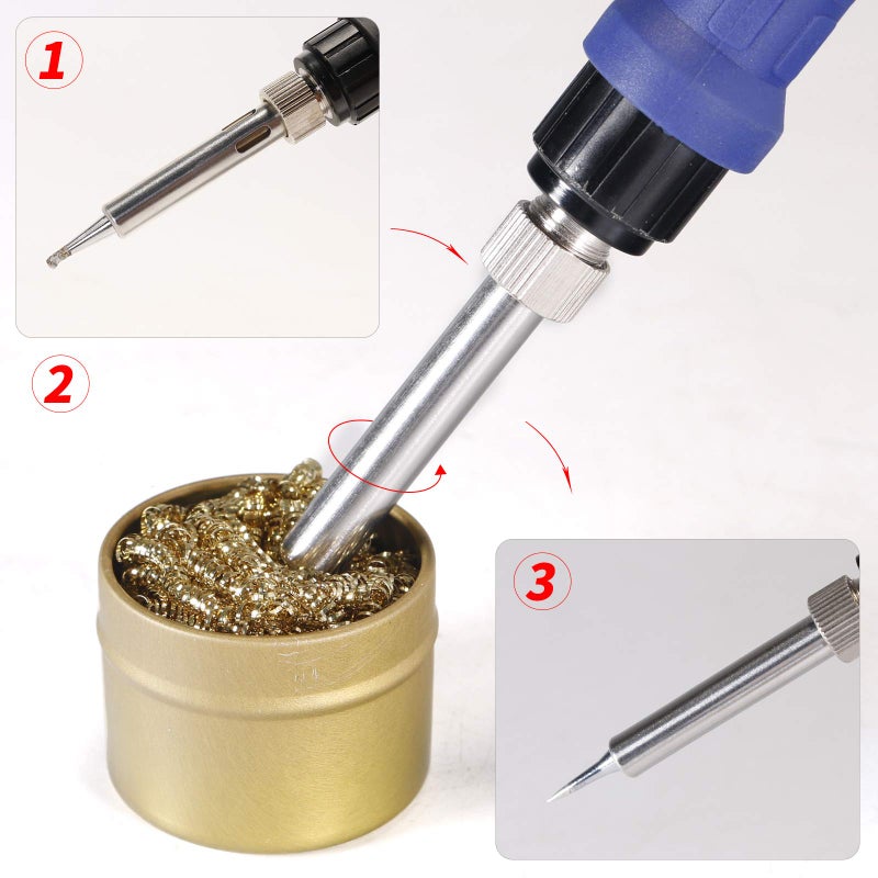 YIHUA 08B/08C Soldering Iron Tip Brass Wire Ball Cleaner Replacement Solder Tips Cleaner (Small-Size #08B / Large-Size #08C) (Small) - Image 5